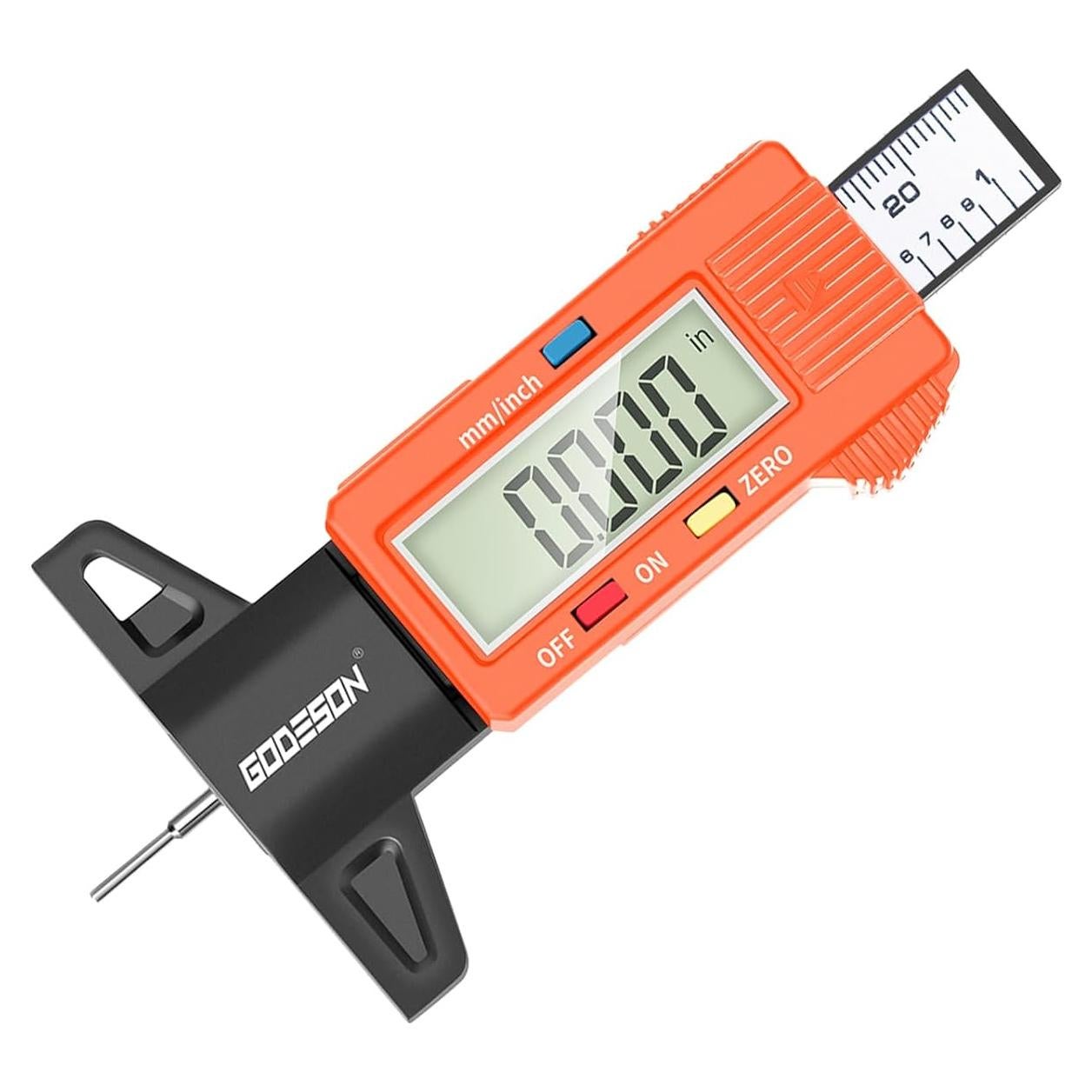 Medidor de Profundidad de Neumático GODESON LCD 25.4mm Naranja