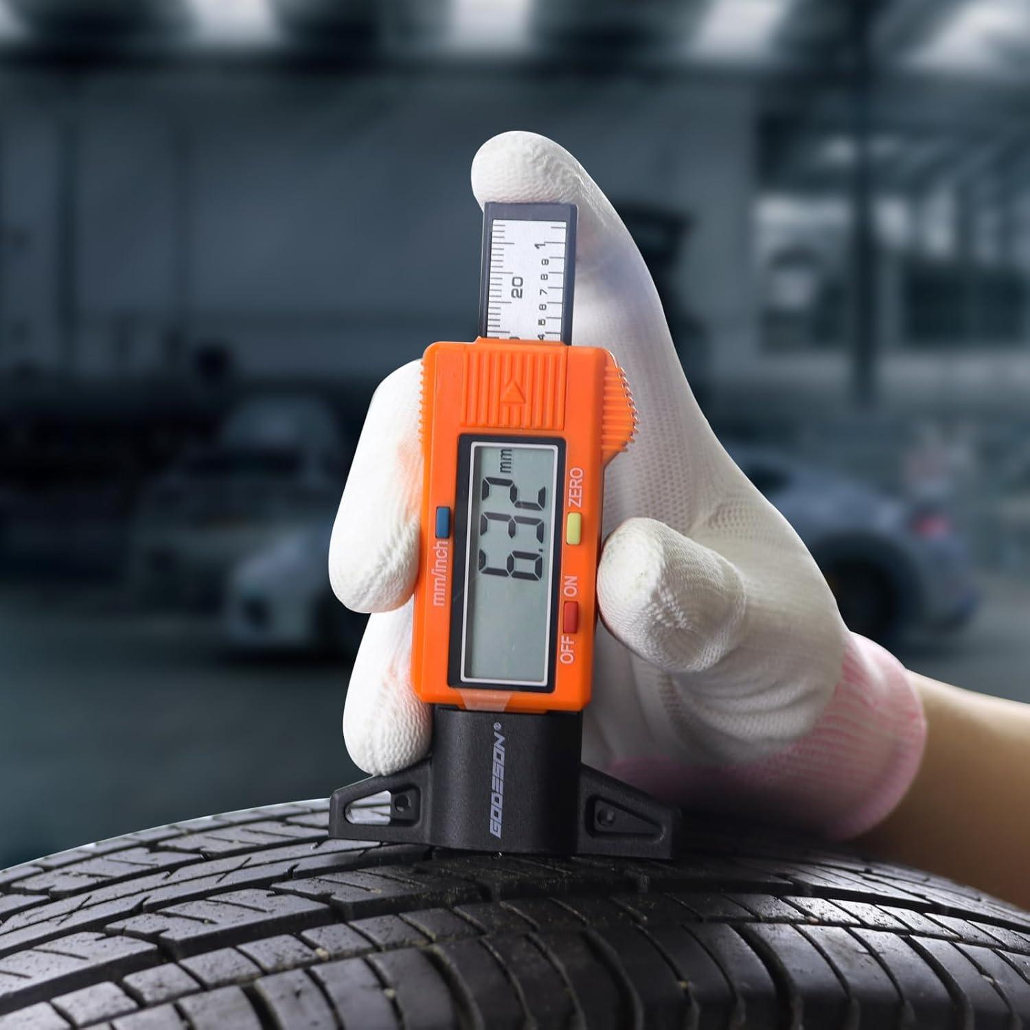 Medidor de Profundidad de Neumático GODESON LCD 25.4mm Naranja