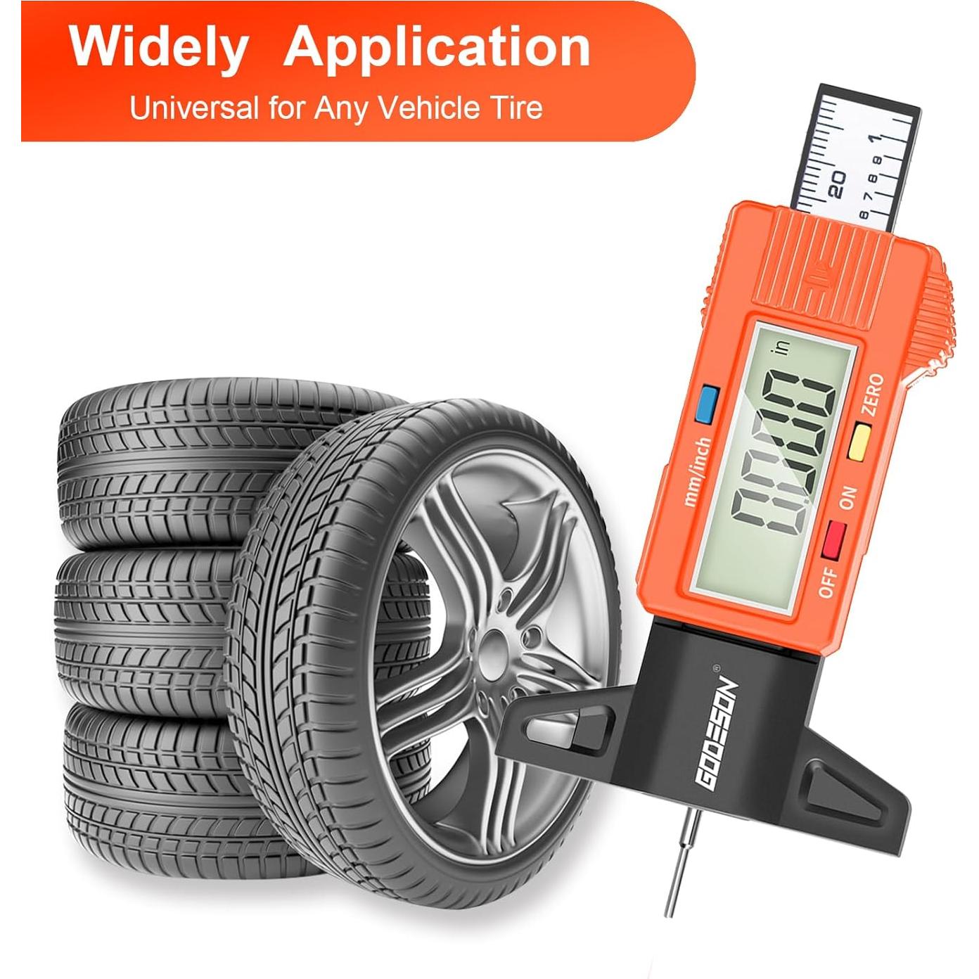 Medidor de Profundidad de Neumático GODESON LCD 25.4mm Naranja