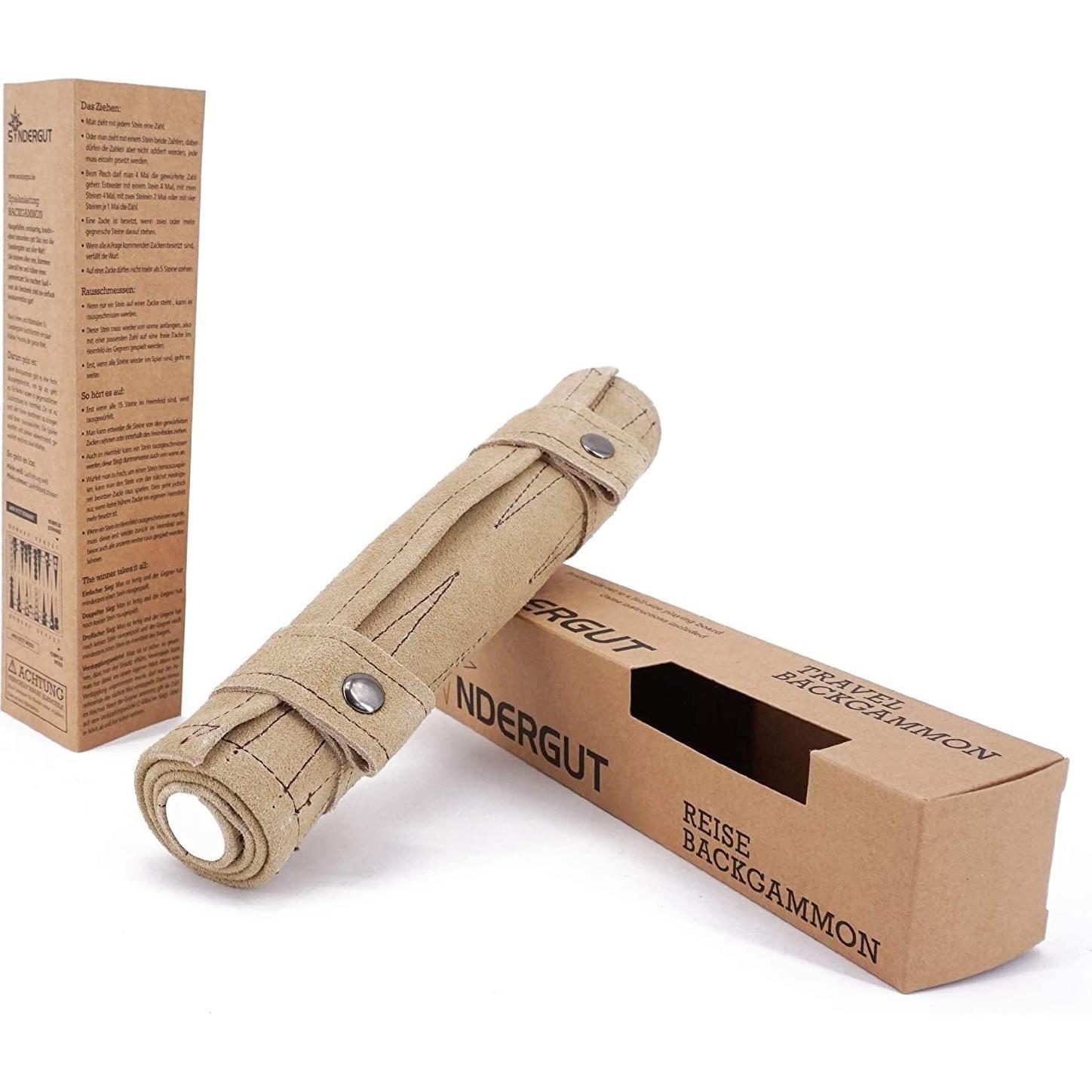 Juego de Damas Portable Sondergut de Cuero - Color Crema