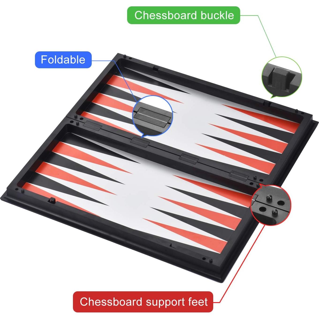 Juego de mesa 3 en 1 QuadPro: Ajedrez, Damas y Backgammon