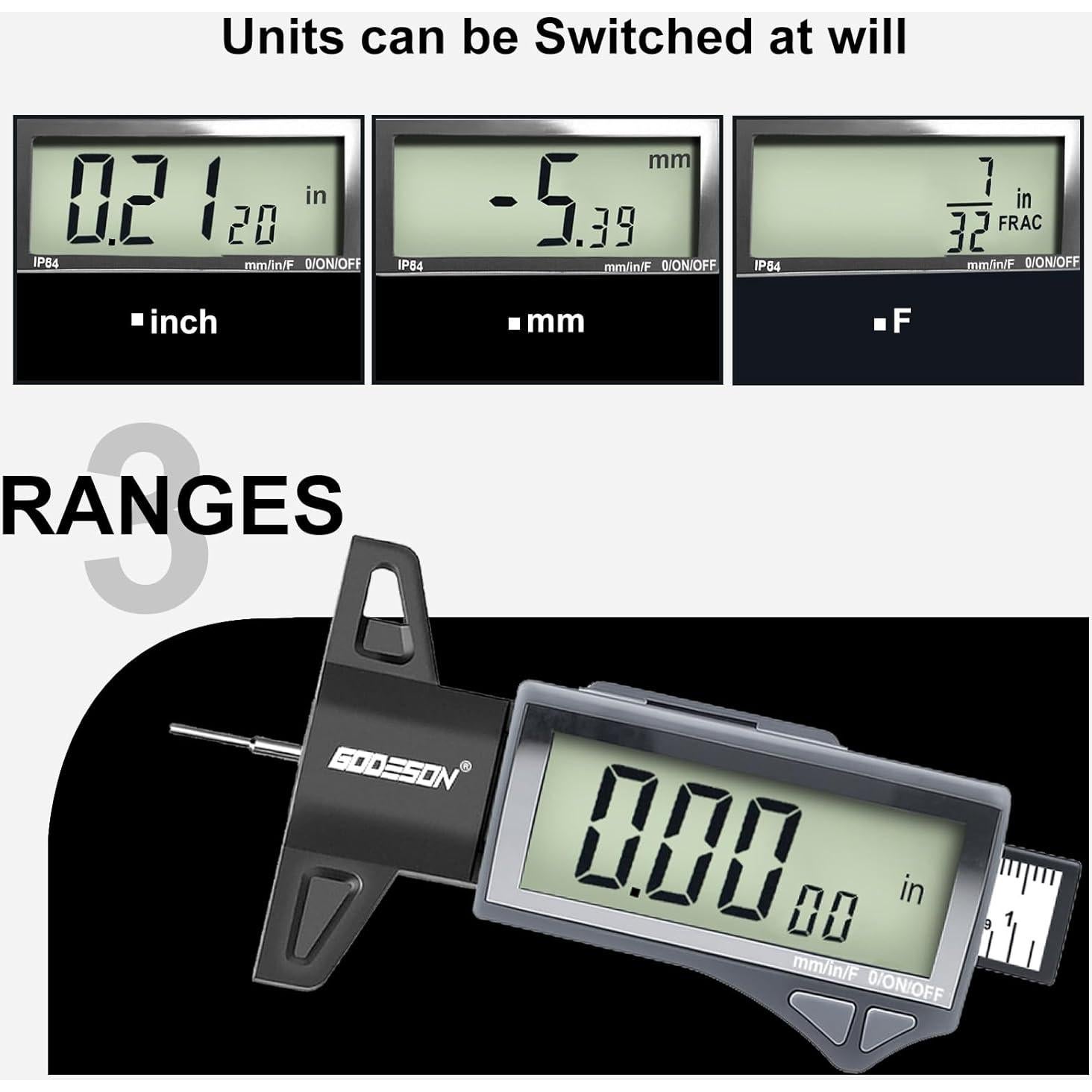Medidor de Profundidad de Banda de Rodadura GODESON IP54