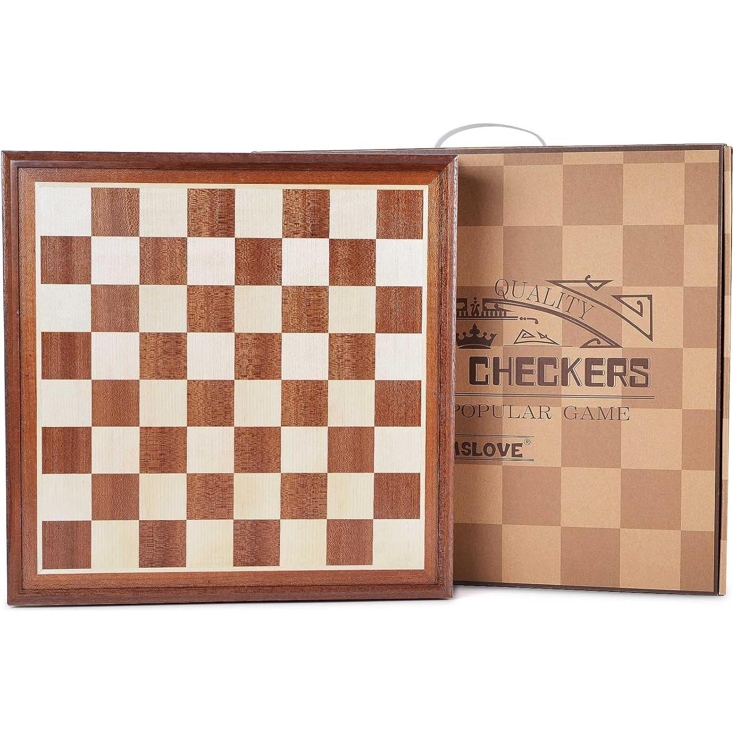 Juego de Ajedrez y Damas VAMSLOVE Madera Deluxe 38.1 cm