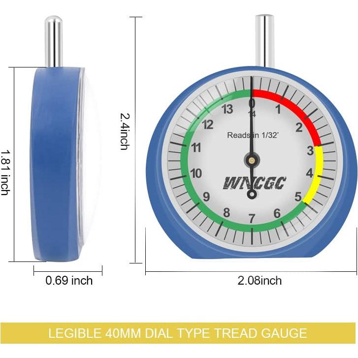 Calibrador de Profundidad de Neumáticos WNCGC Tipo Dial 5.08 cm