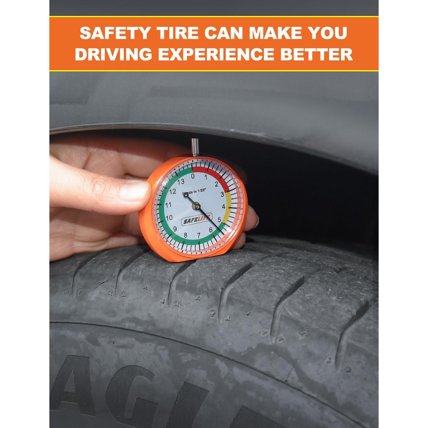 Calibrador de Profundidad de Neumático SAFELIFE Tipo Dial 1.59 mm