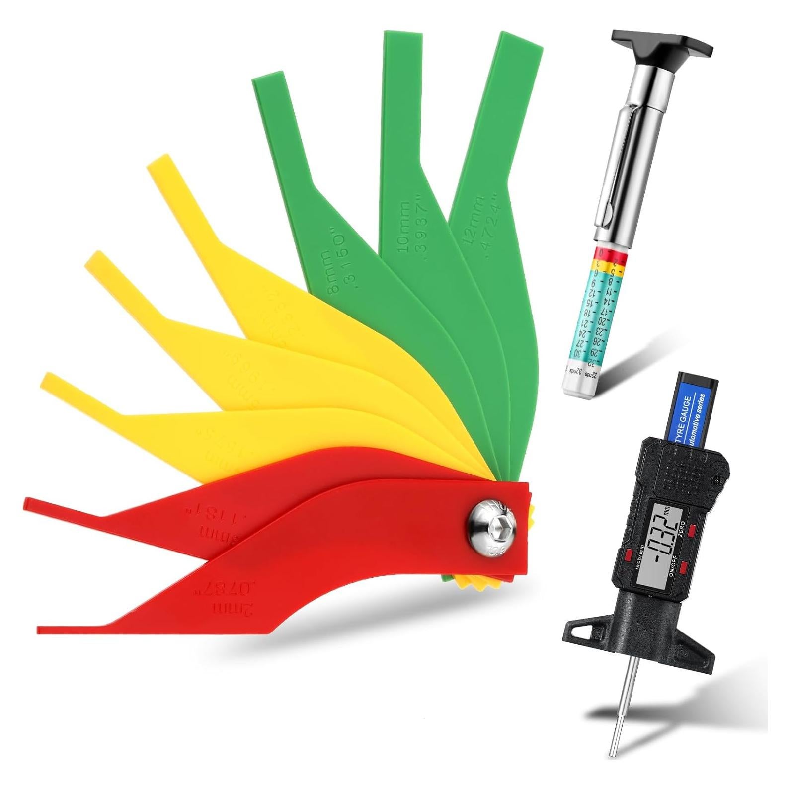 Medidor Digital de Profundidad de Banda de Rodadura Frienda 3 Piezas