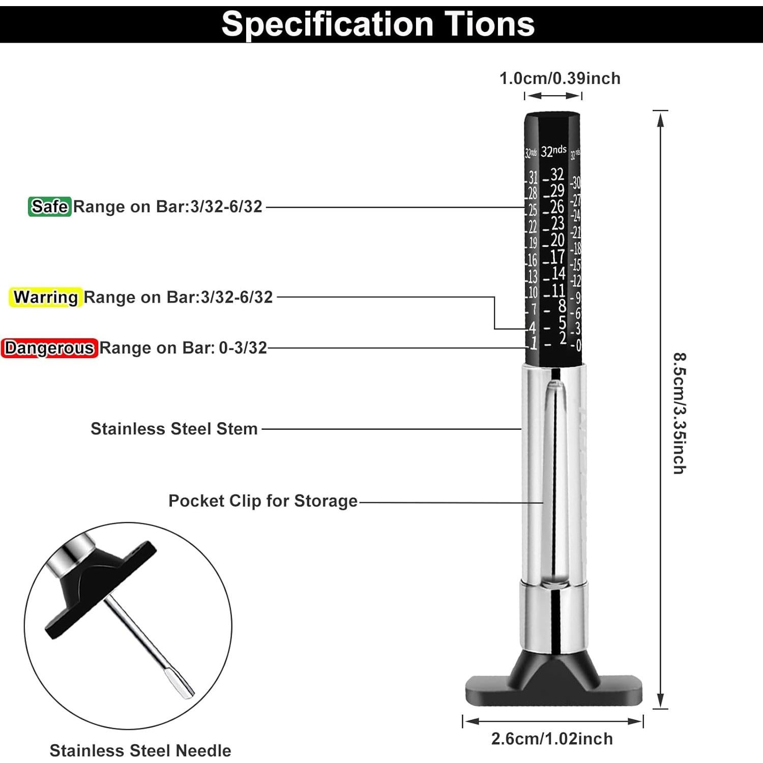 Medidor de Profundidad de Banda de Rodadura GODESON 0-2.54cm