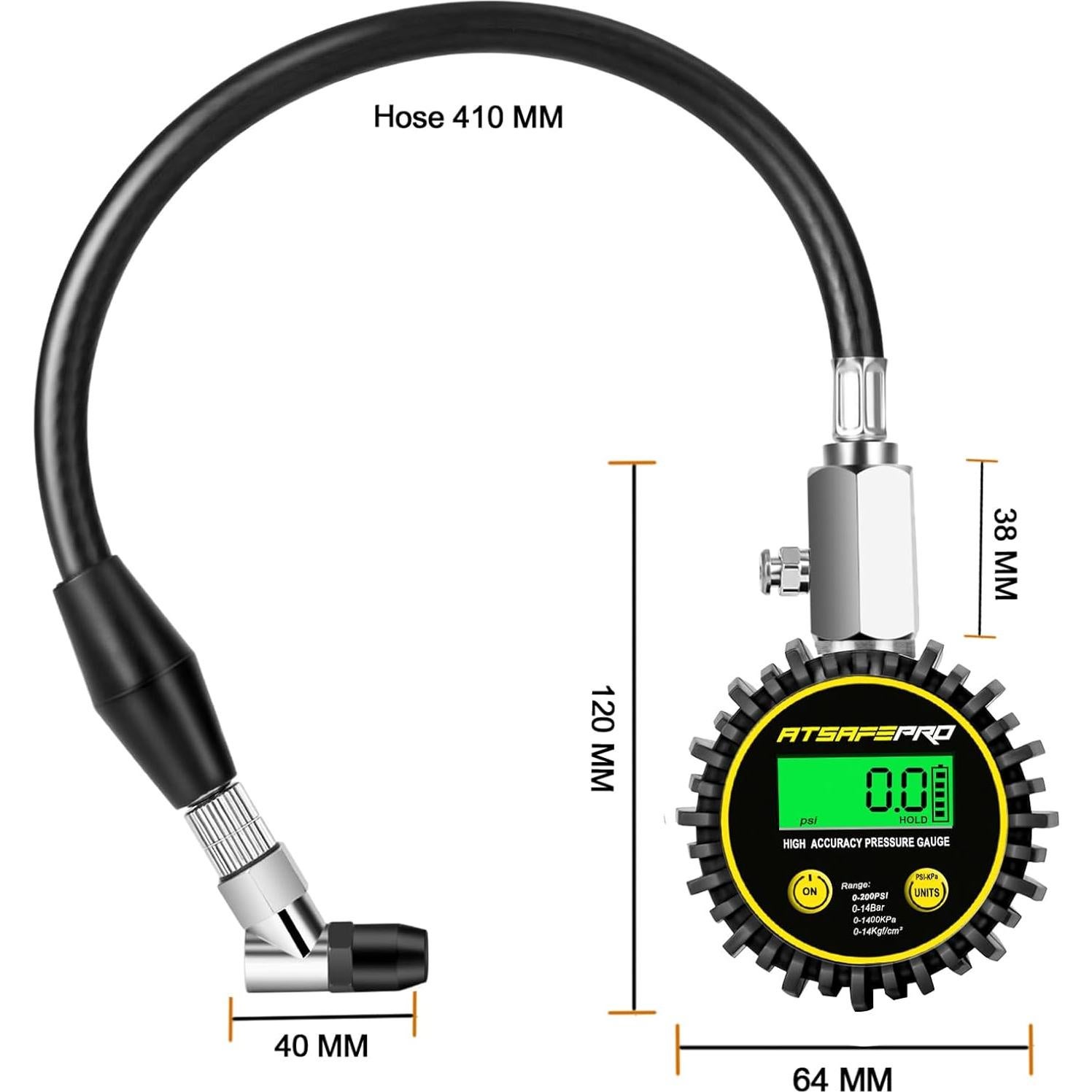 Medidor de Presión de Neumáticos Digital ATsafepro 200 PSI