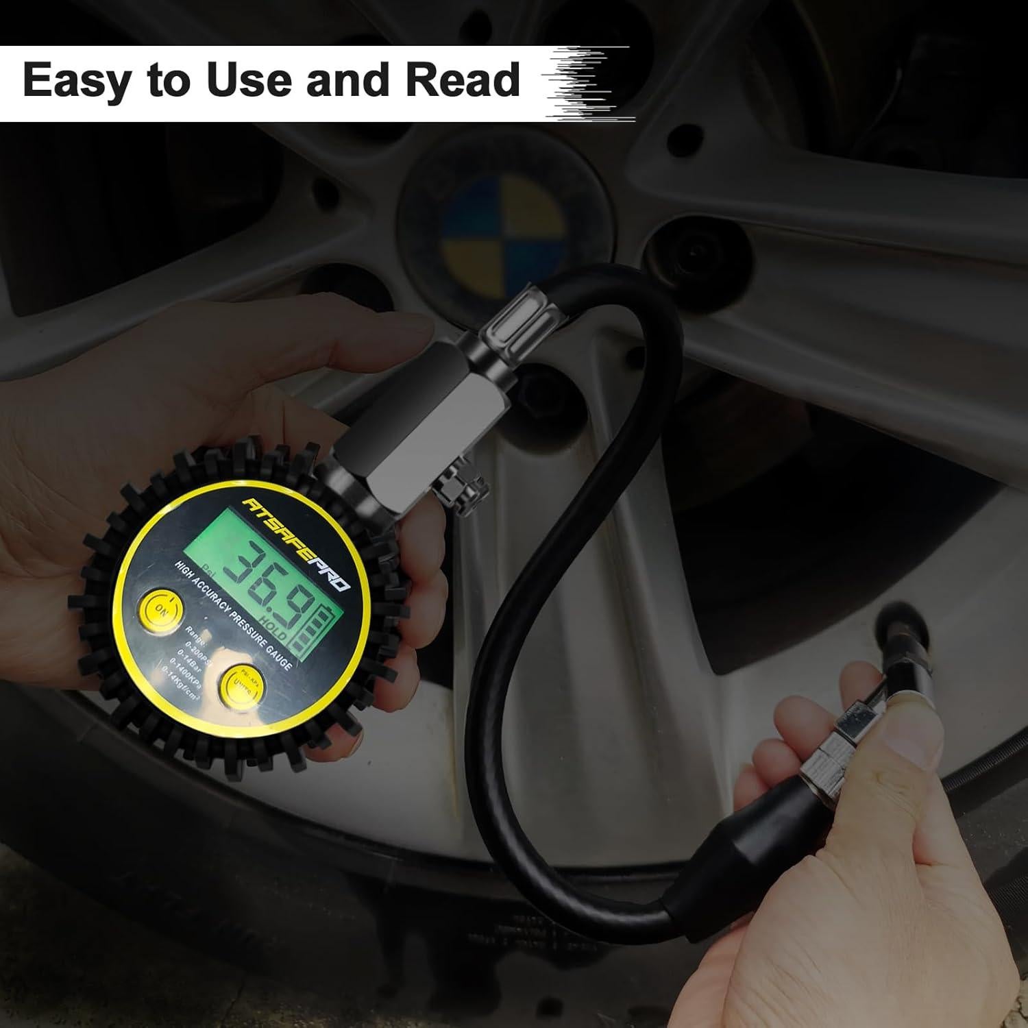 Medidor de Presión de Neumáticos Digital ATsafepro 200 PSI