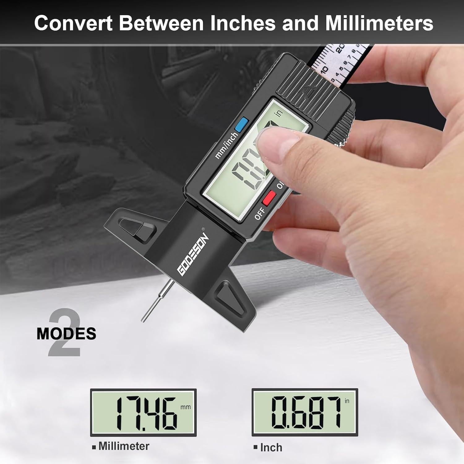 Medidor Digital de Profundidad de Banda de Rodadura GODESON