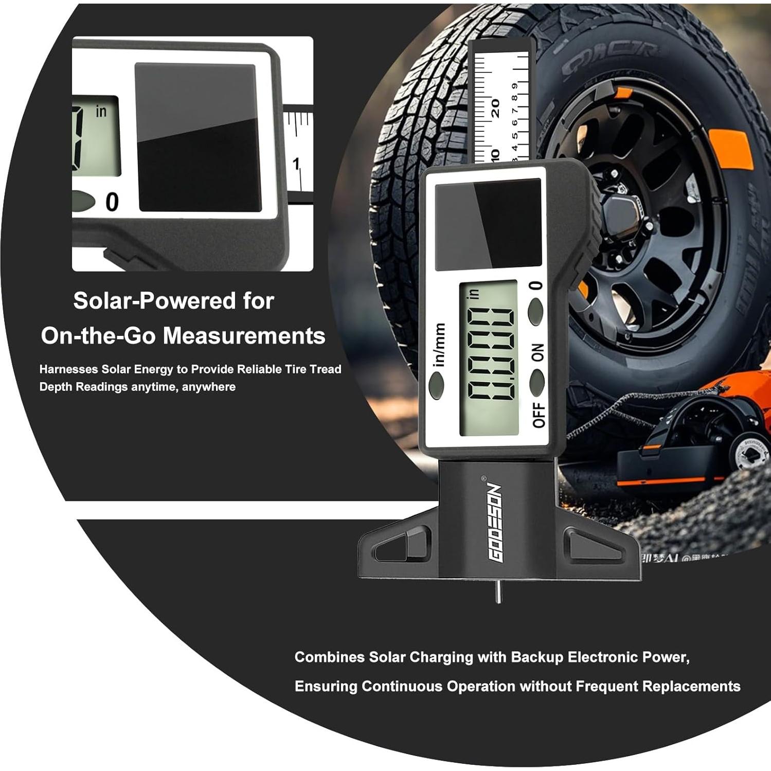Medidor Digital de Profundidad de Banda de Rodadura GODESON