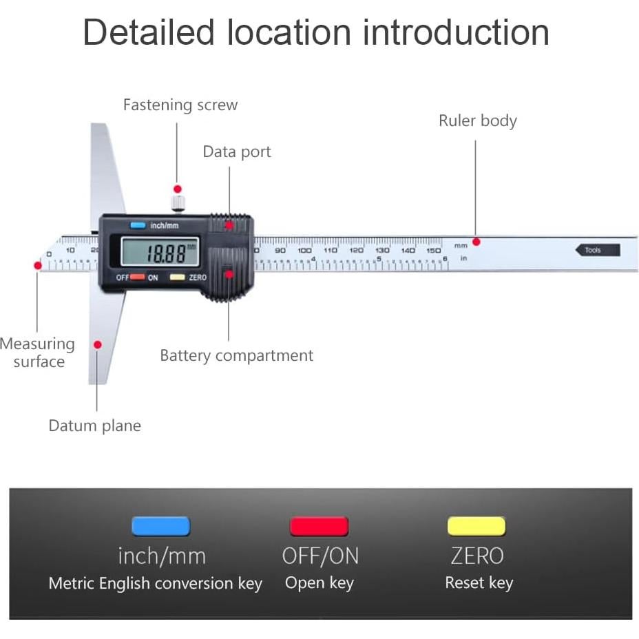 Calibrador de Profundidad Digital Oudtinx 150mm Acero Inoxidable