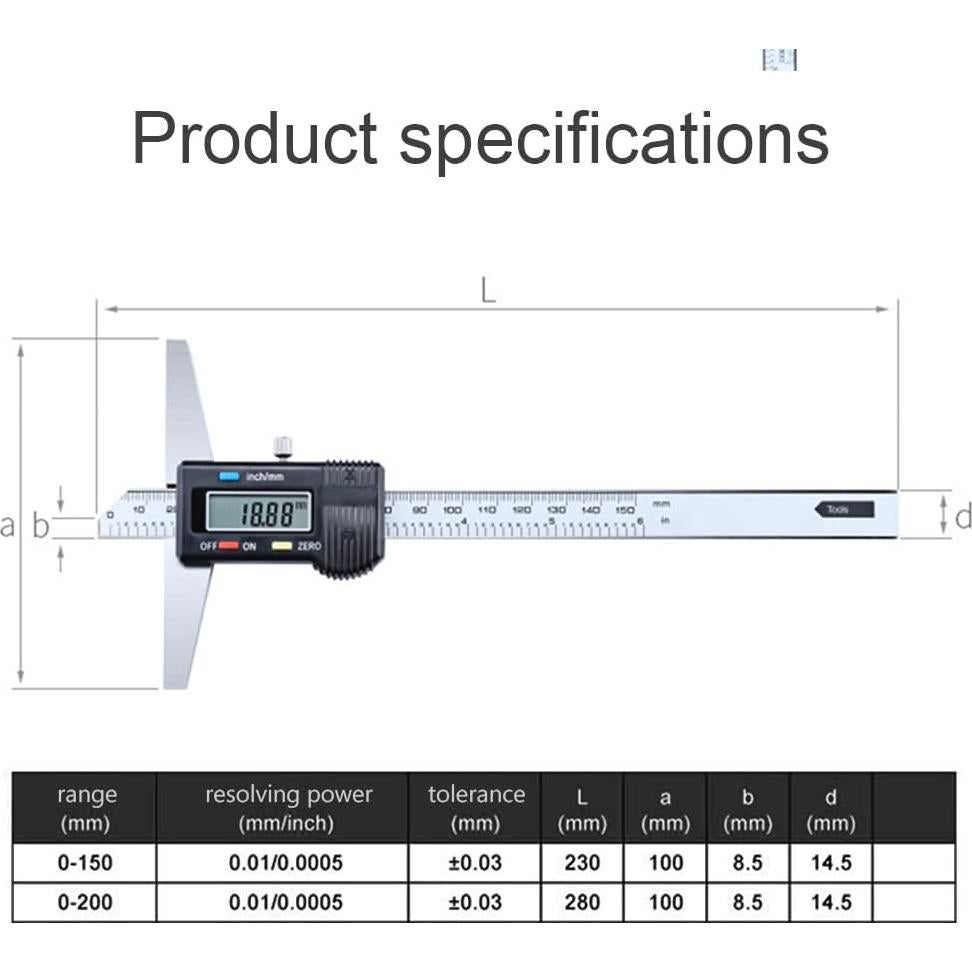 Calibrador de Profundidad Digital Oudtinx 150mm Acero Inoxidable