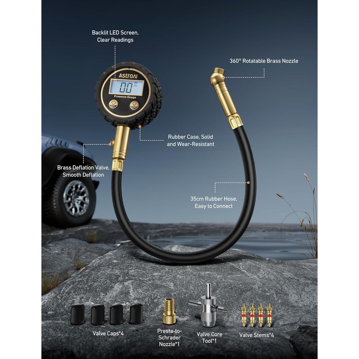 Medidor Digital de Presión de Neumáticos AstroAI Pro 3-250 PSI