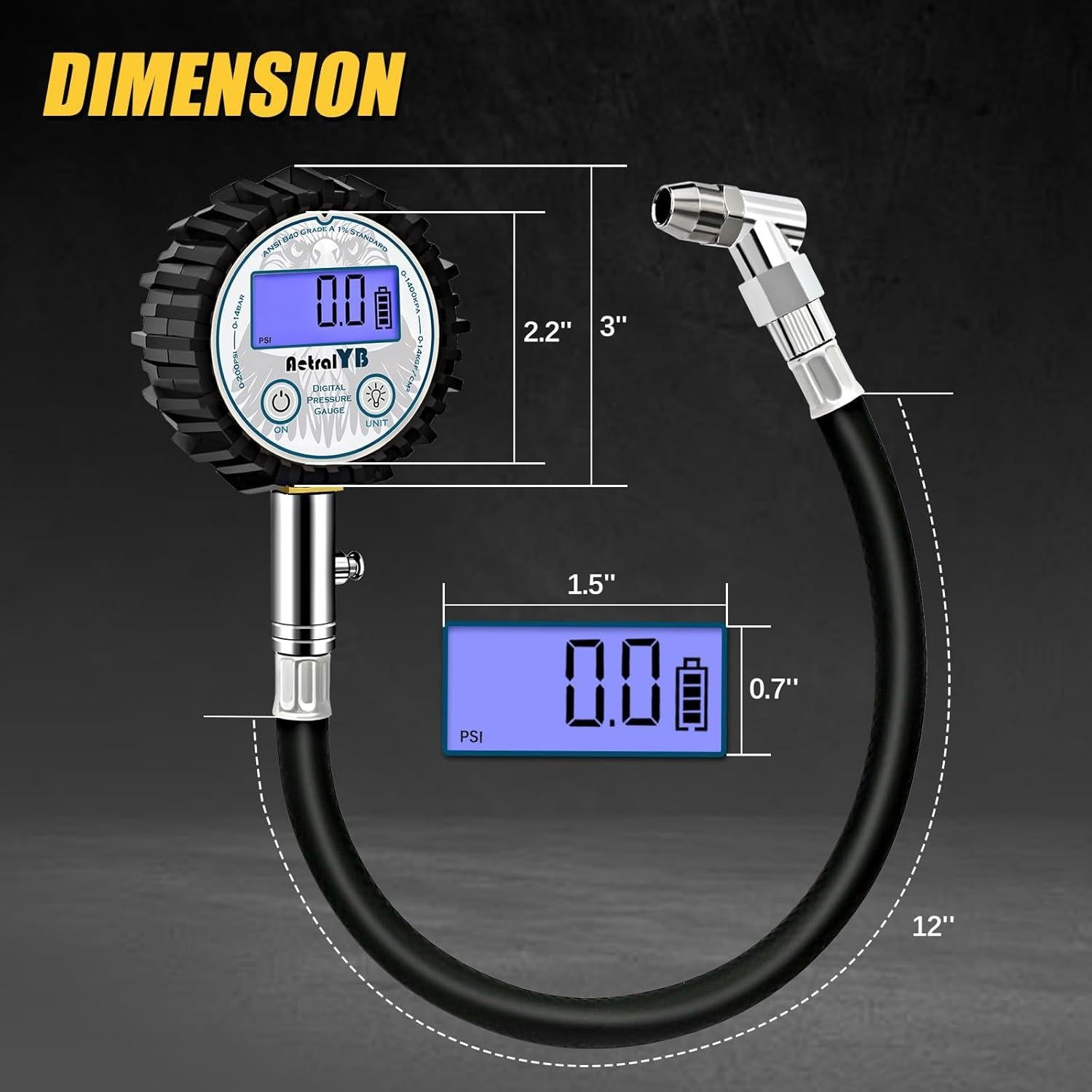 Medidor Digital de Presión de Neumáticos AetralYB 200 PSI