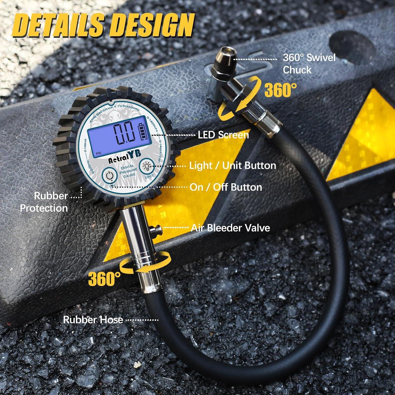 Medidor Digital de Presión de Neumáticos AetralYB 200 PSI