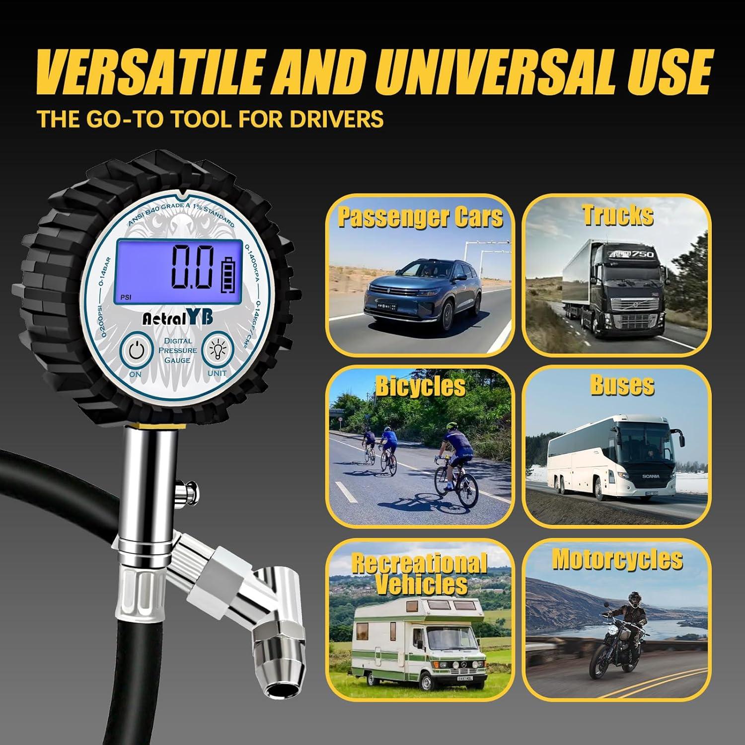 Medidor Digital de Presión de Neumáticos AetralYB 200 PSI
