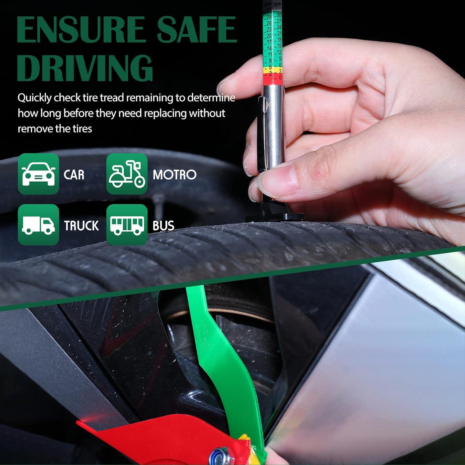 Juego de Medidores de Profundidad de Neumáticos y Freno Amylove 30 Piezas