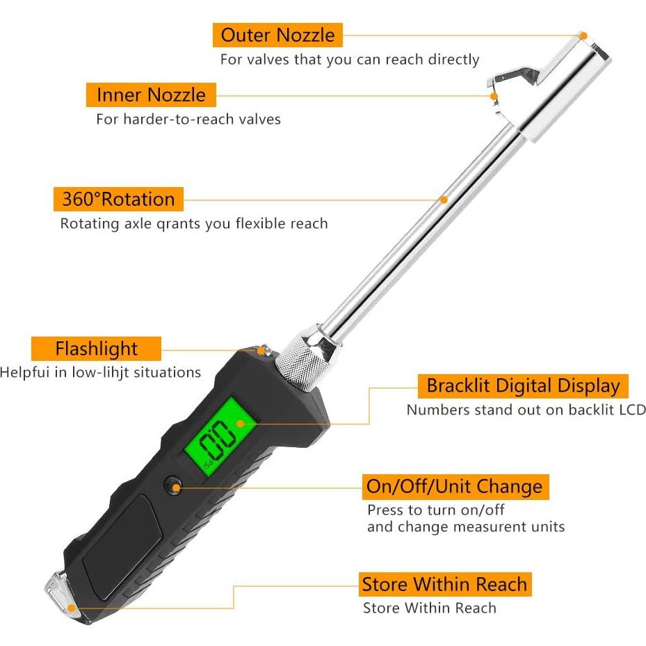 Medidor de Presión de Neumáticos Digital Number-one 230 PSI
