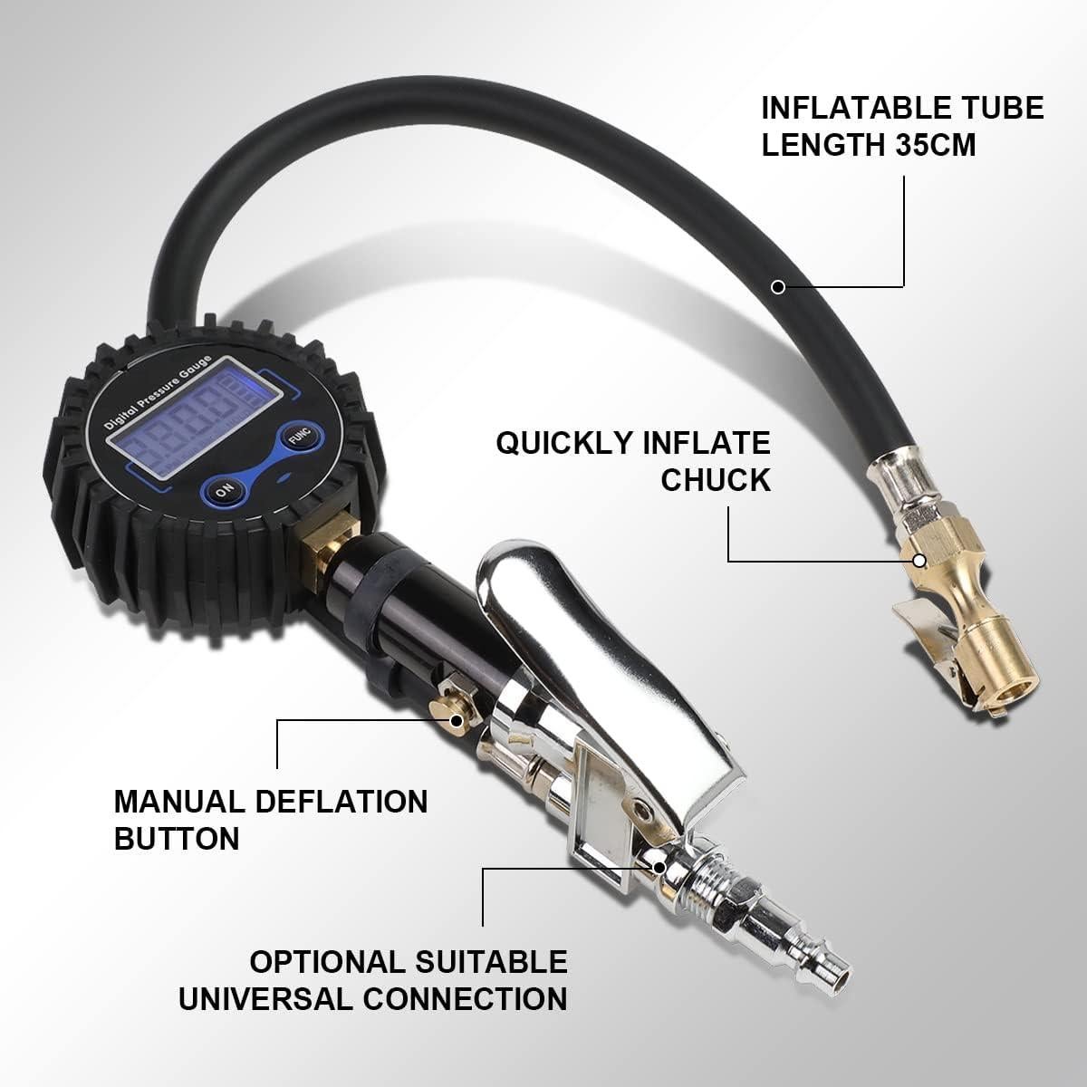 Inflador de Neumáticos Digital DNA MOTORING 0-200 PSI con Luz LED