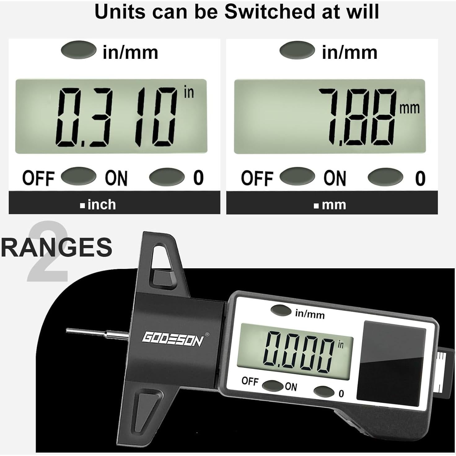 Medidor Digital de Profundidad de Banda de Rodadura GODESON - Universal