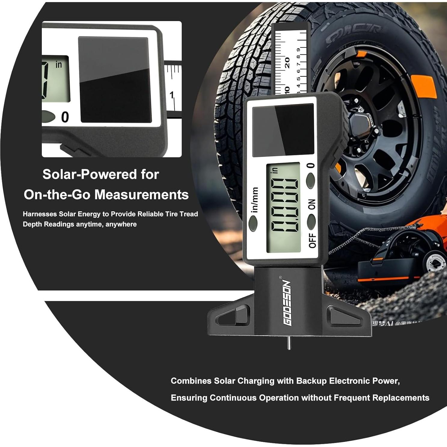 Medidor Digital de Profundidad de Banda de Rodadura GODESON - Universal