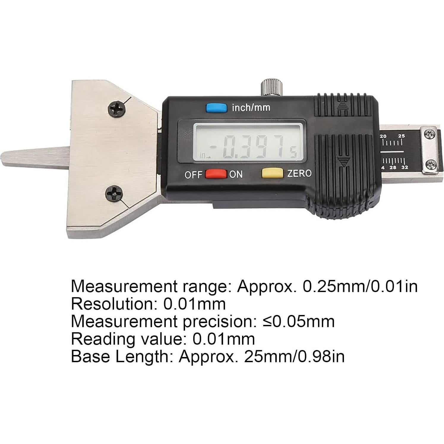 Medidor de Profundidad de Banda de Rodadura Ejoyous 0-25mm LCD