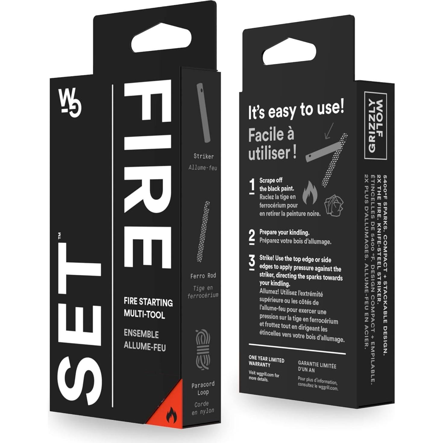 Conjunto de Fuego Wolf and Grizzly - Iniciador de Fuego Ferrocerio