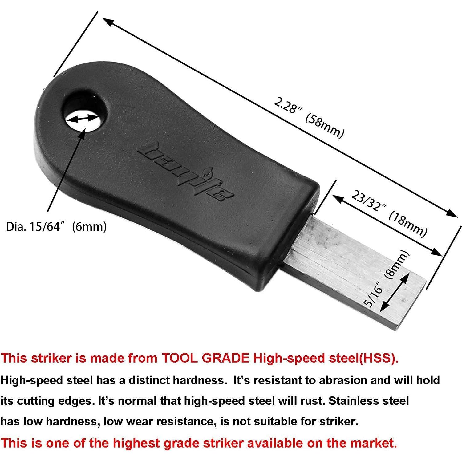 Striker-Pro Bayite para Encendedor de Fuego - Acero HSS - Paquete de 3