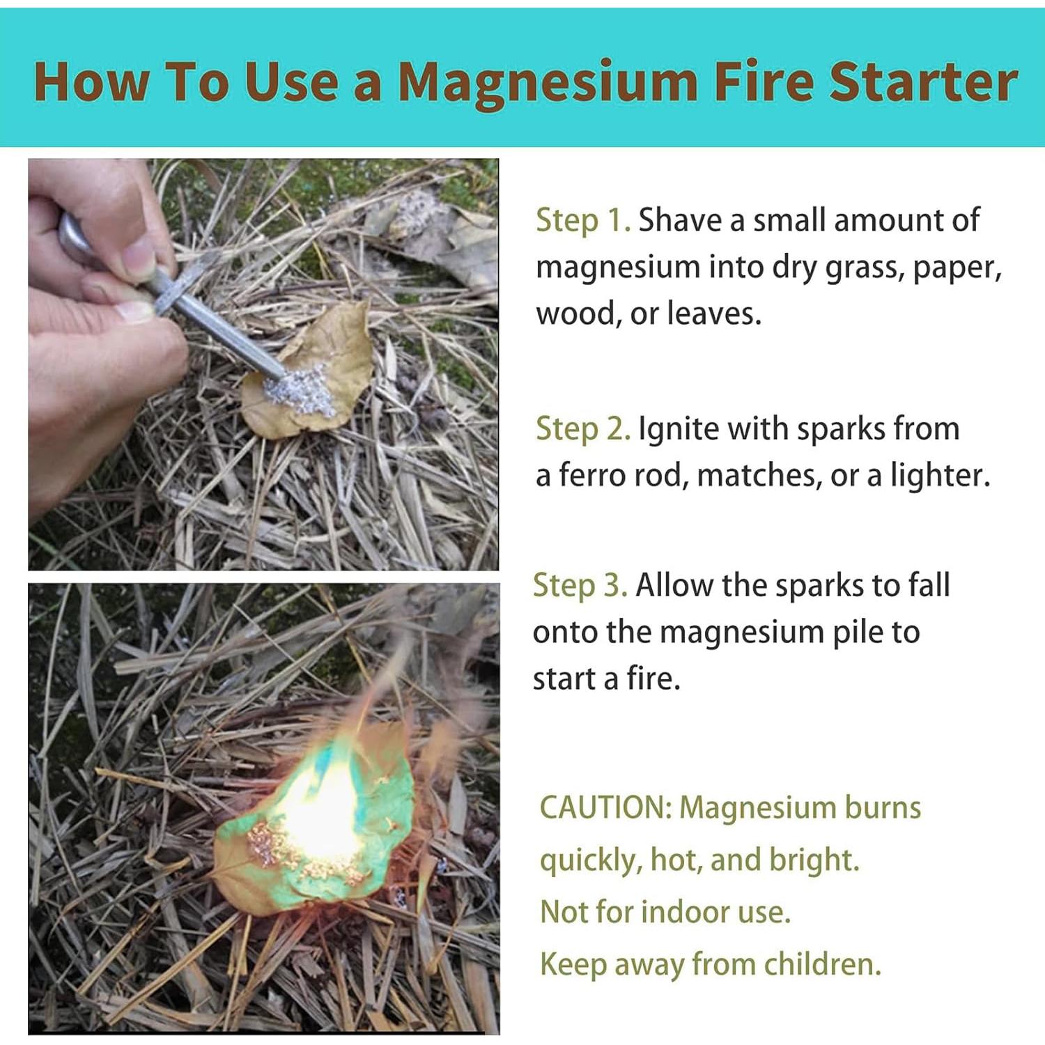 Paquete de 10 varillas de magnesio puro 99% para encender fuego