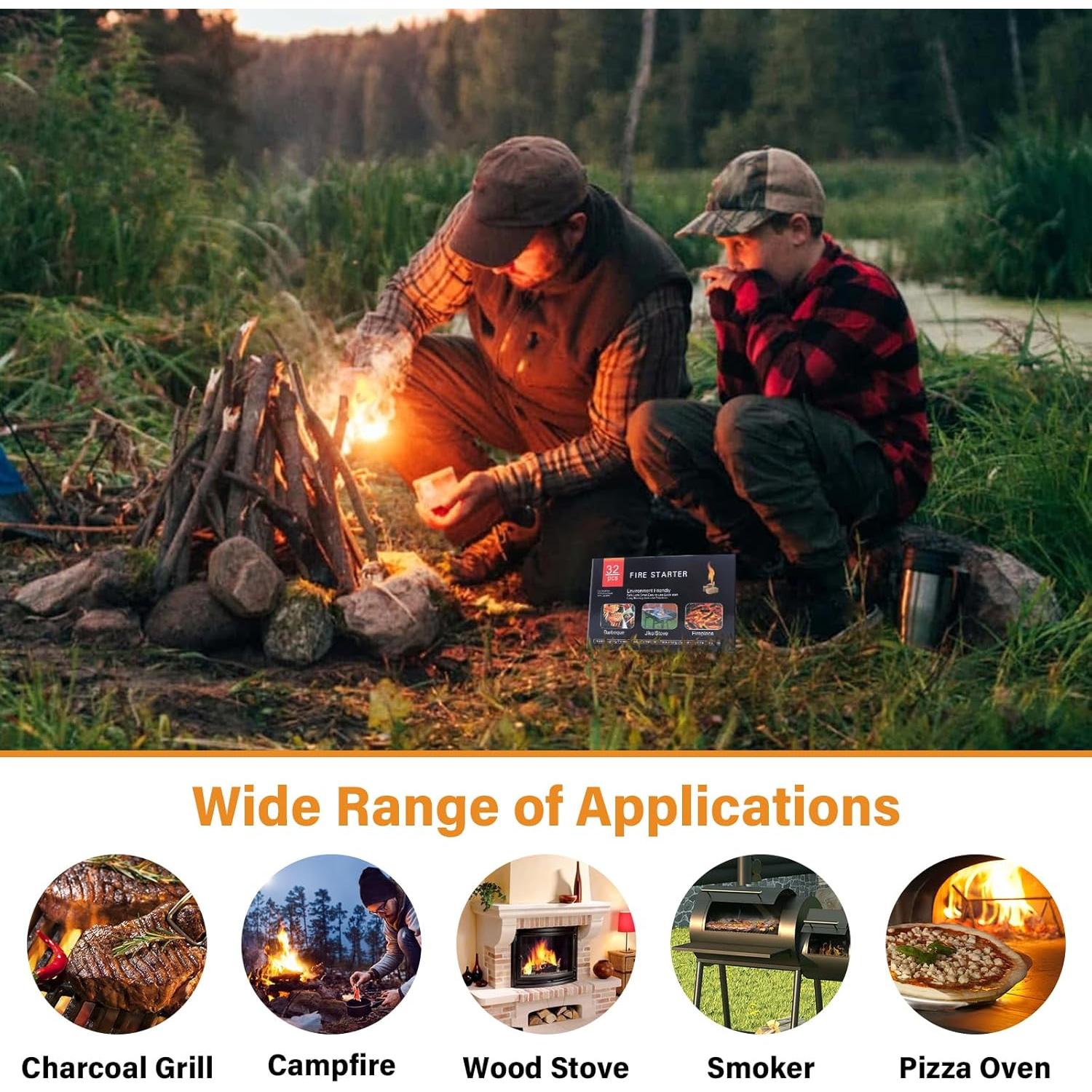 Iniciador de Fuego HGD 32 Piezas Naturales para BBQ y Fogatas