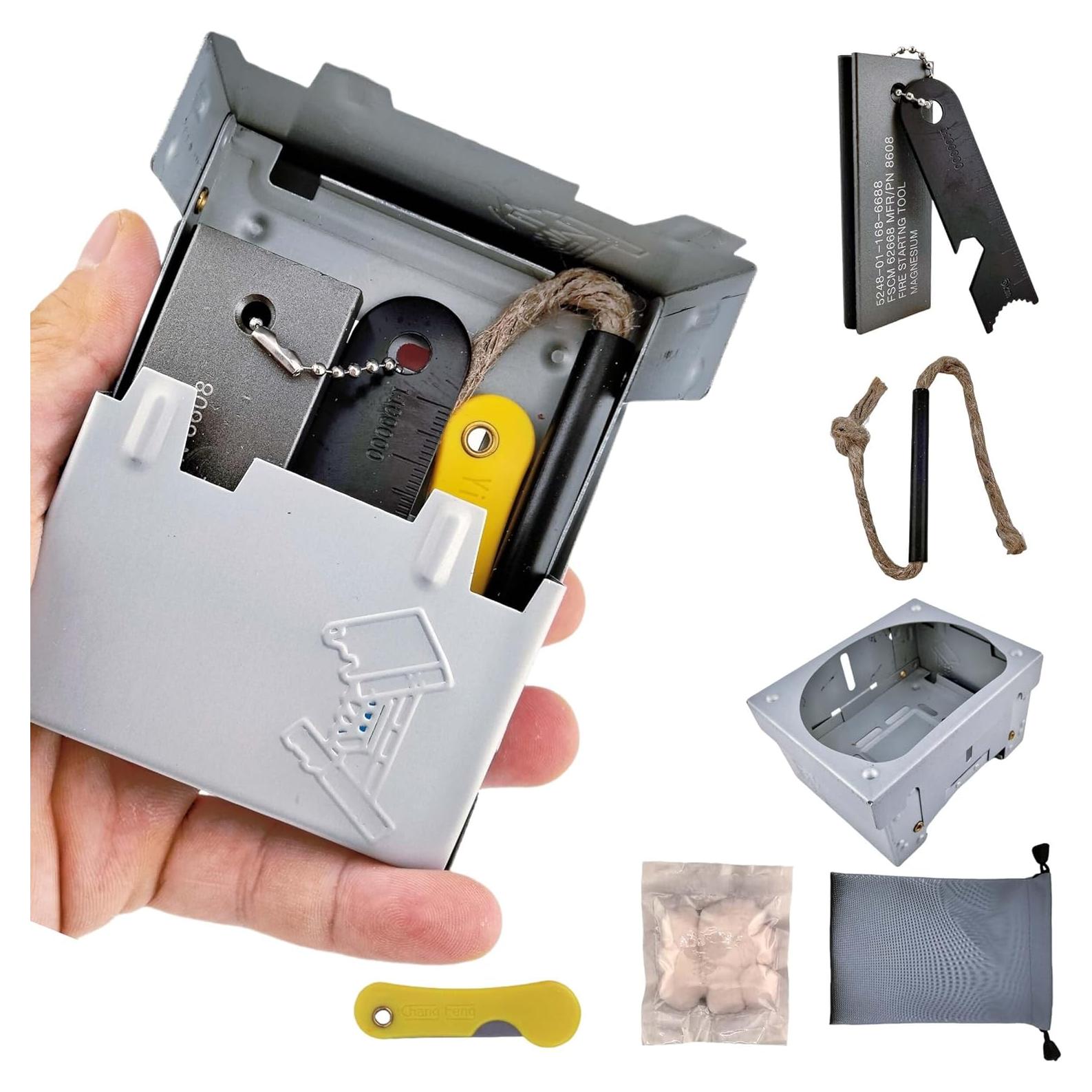 Kit de Inicio de Fuego de Supervivencia LoDinpo - Estufa Compacta y Barra de Ferro