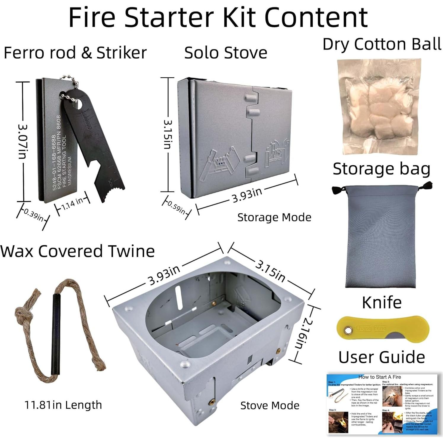 Kit de Inicio de Fuego de Supervivencia LoDinpo - Estufa Compacta y Barra de Ferro