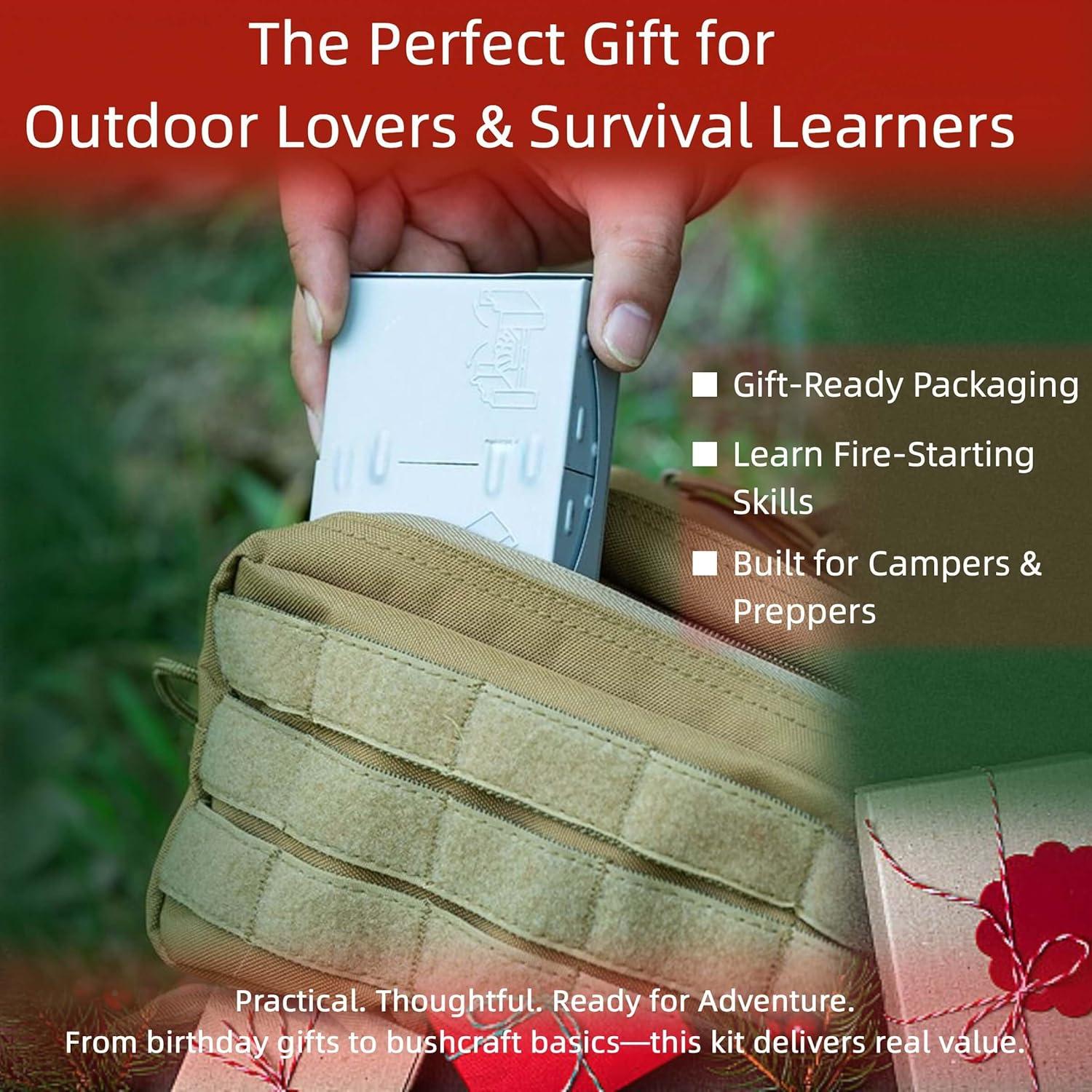 Kit de Inicio de Fuego de Supervivencia LoDinpo - Estufa Compacta y Barra de Ferro