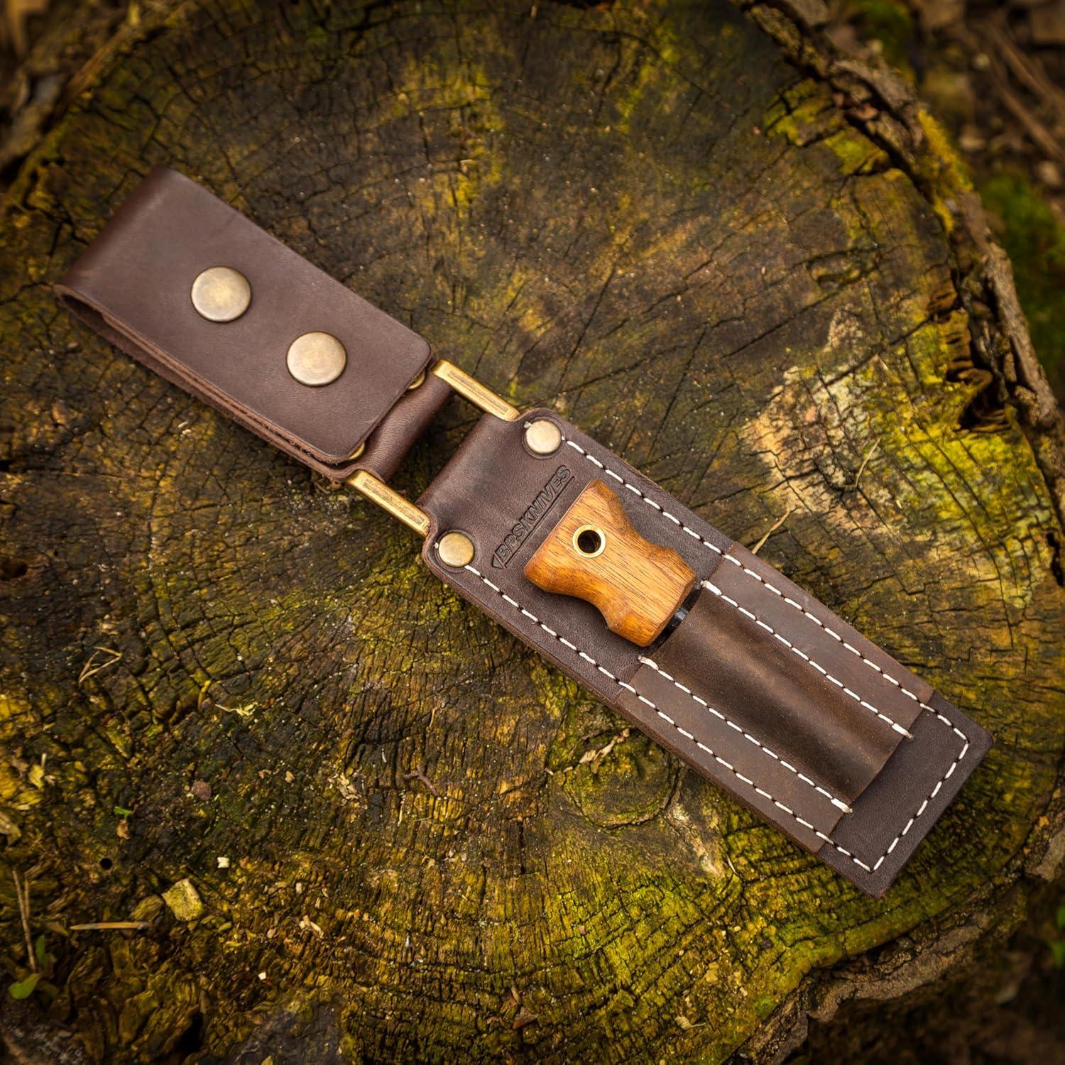 Iniciador de Fuego BPS Ferro Rod Premium con Raspador y Funda de Cuero