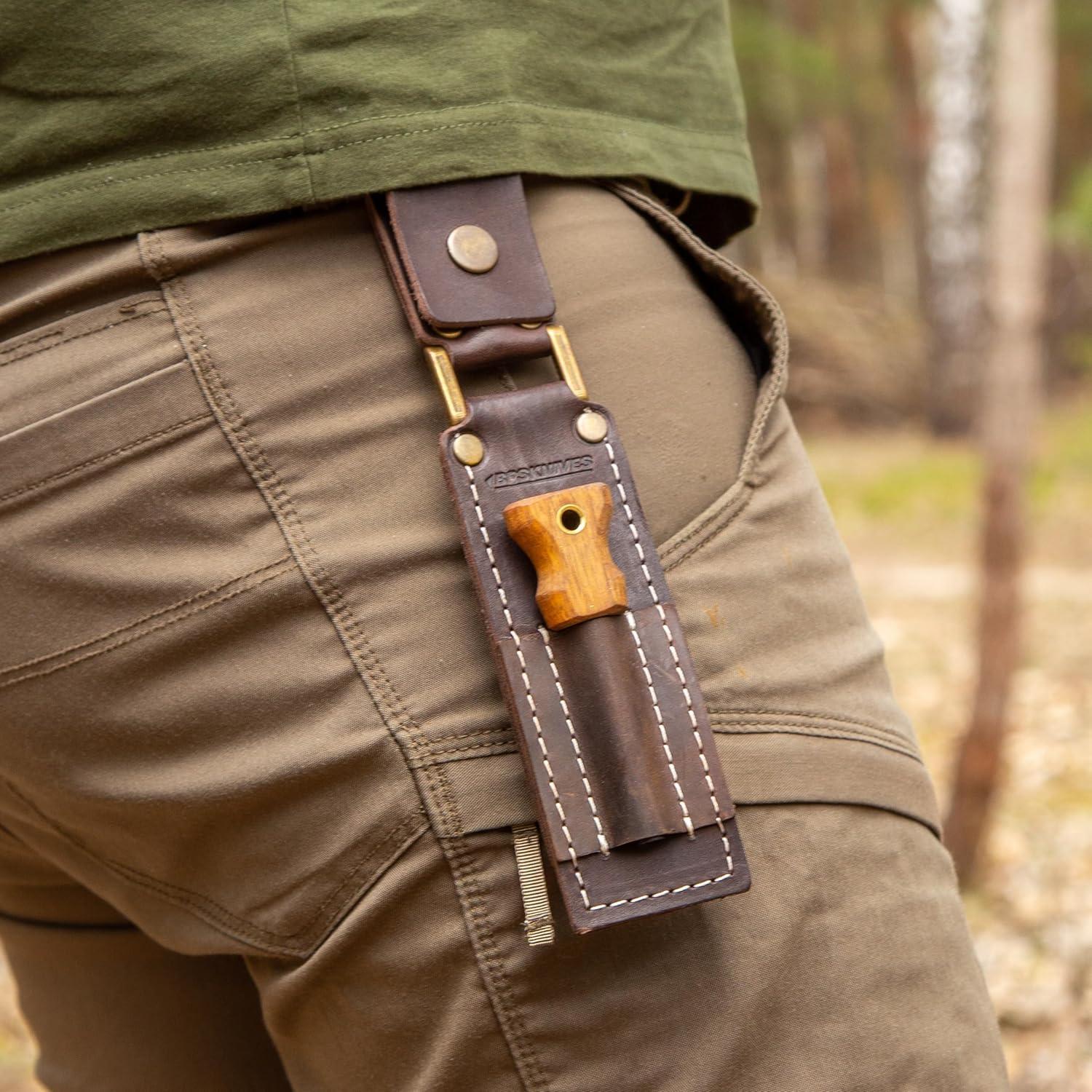 Iniciador de Fuego BPS Ferro Rod Premium con Raspador y Funda de Cuero