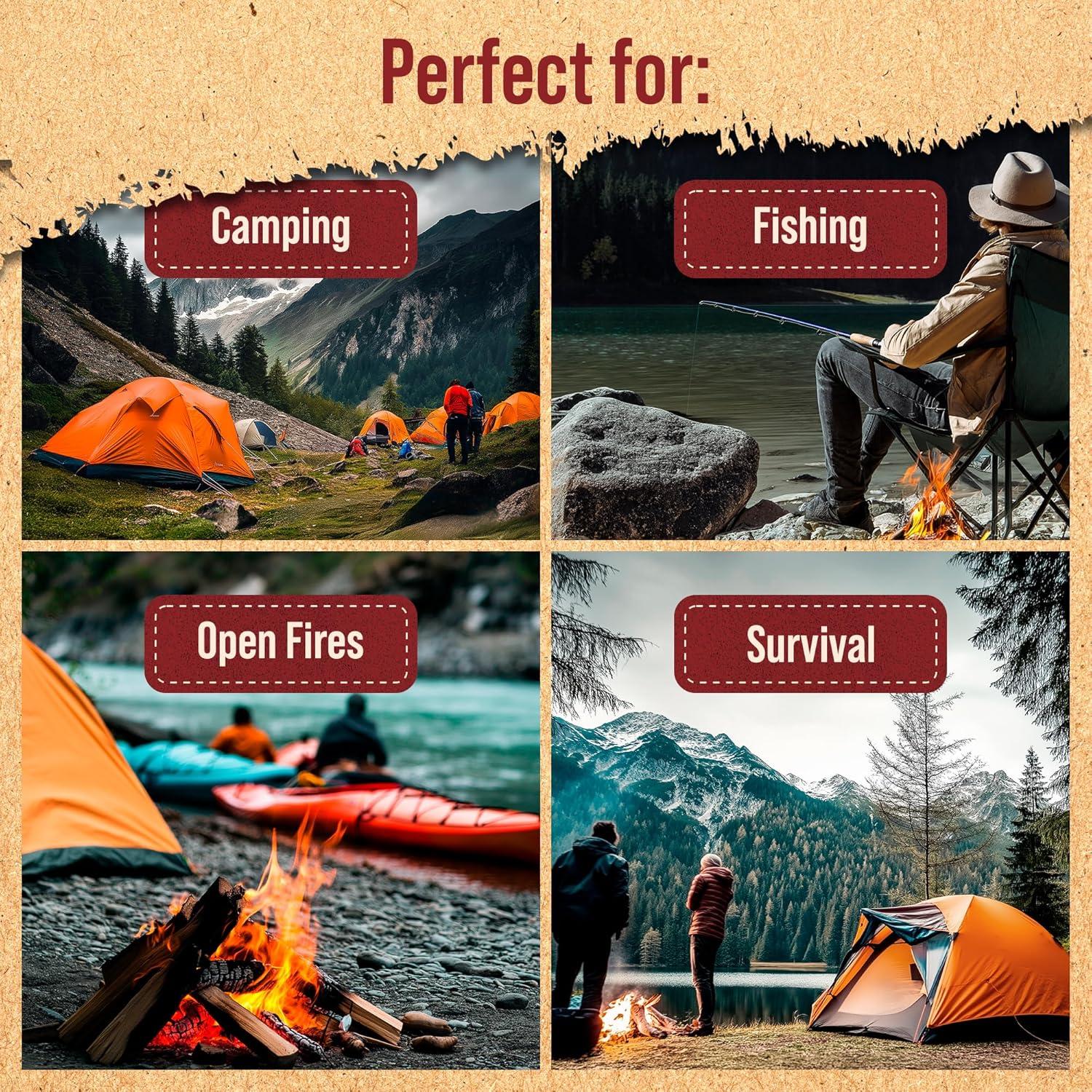 Iniciadores de fuego naturales Mounty Ray - 100 pcs - 10 min de quema