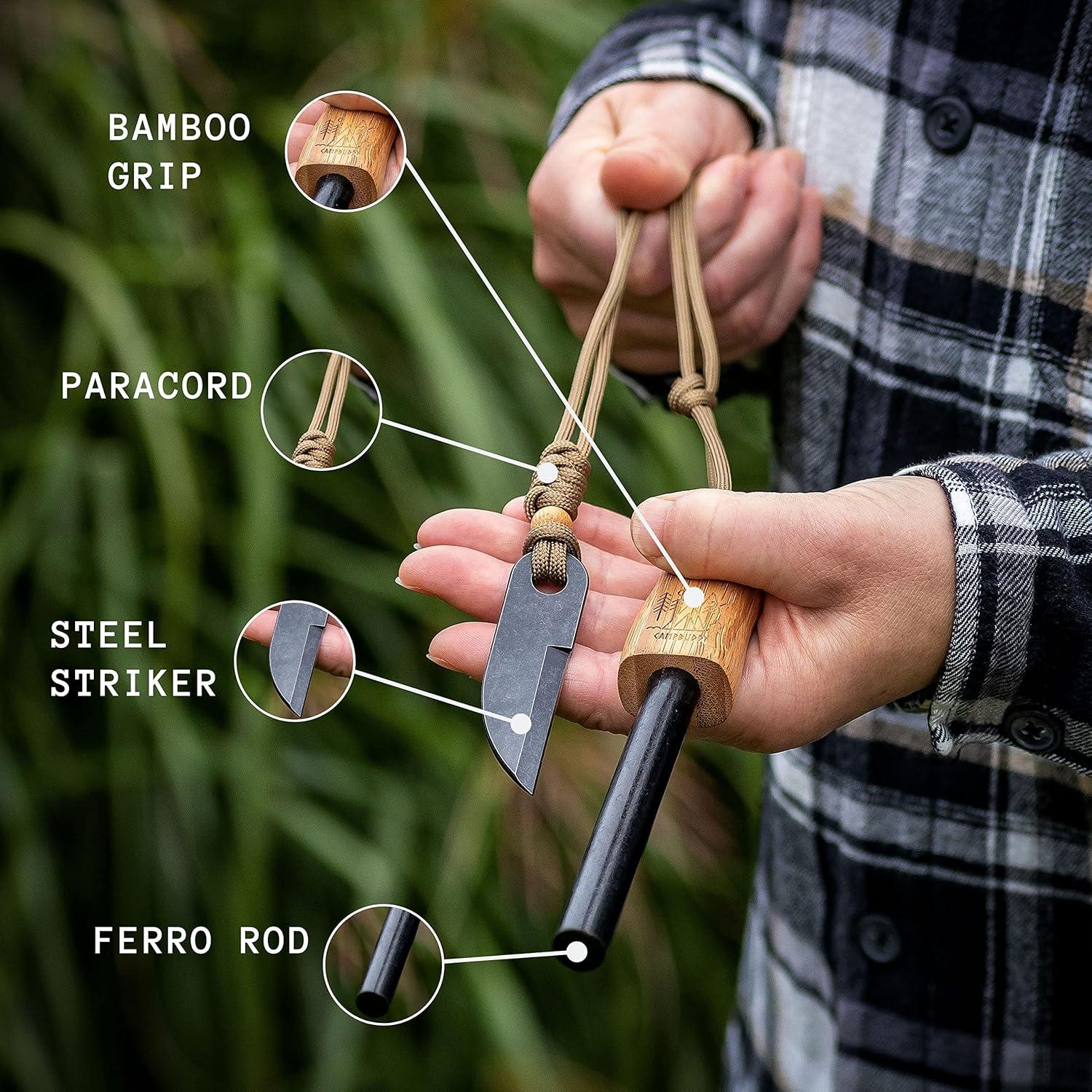 Kit de Encendedor de Bambú Camp Buddy - Ferrocerio Grande 12.7 cm