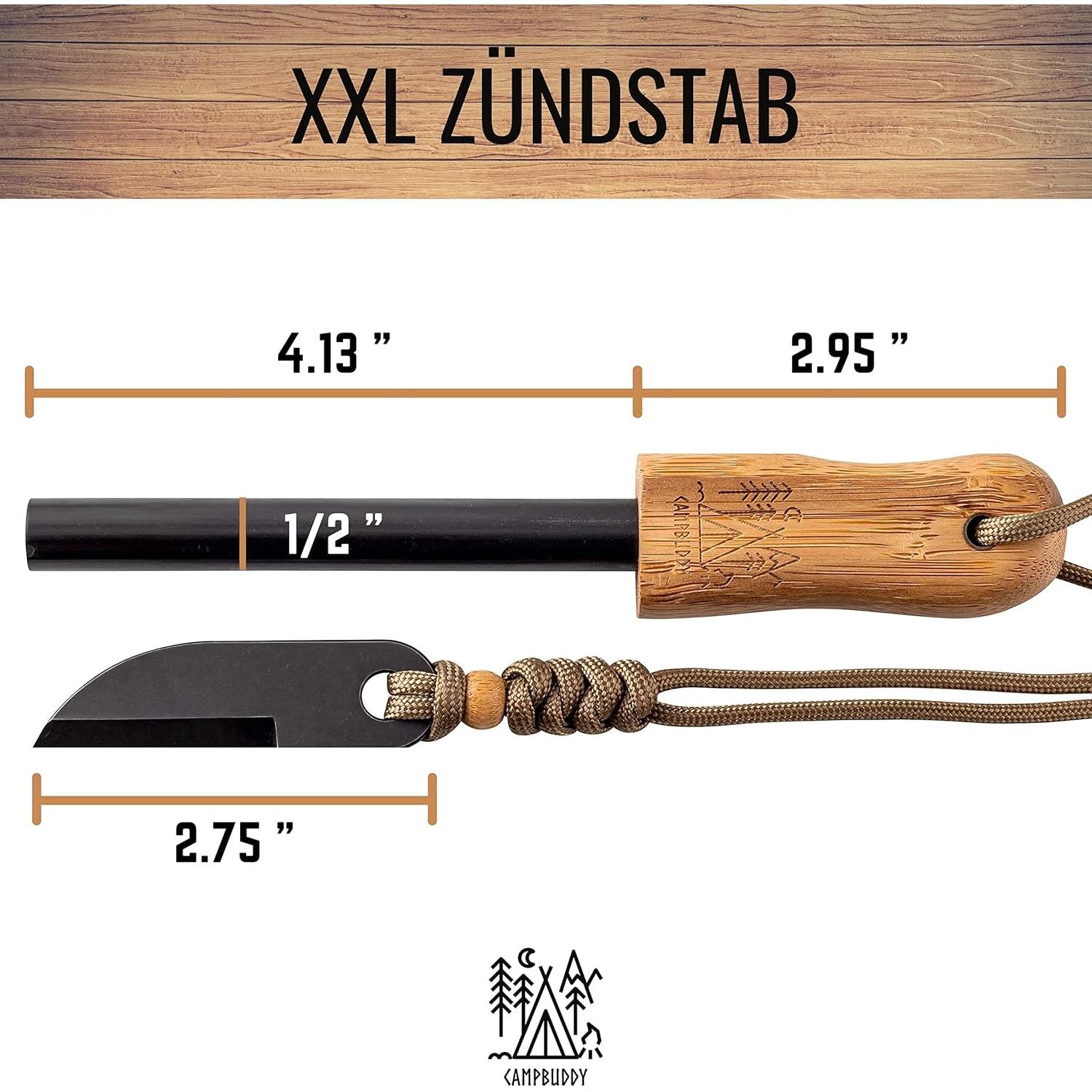 Kit de Encendedor de Bambú Camp Buddy - Ferrocerio Grande 12.7 cm