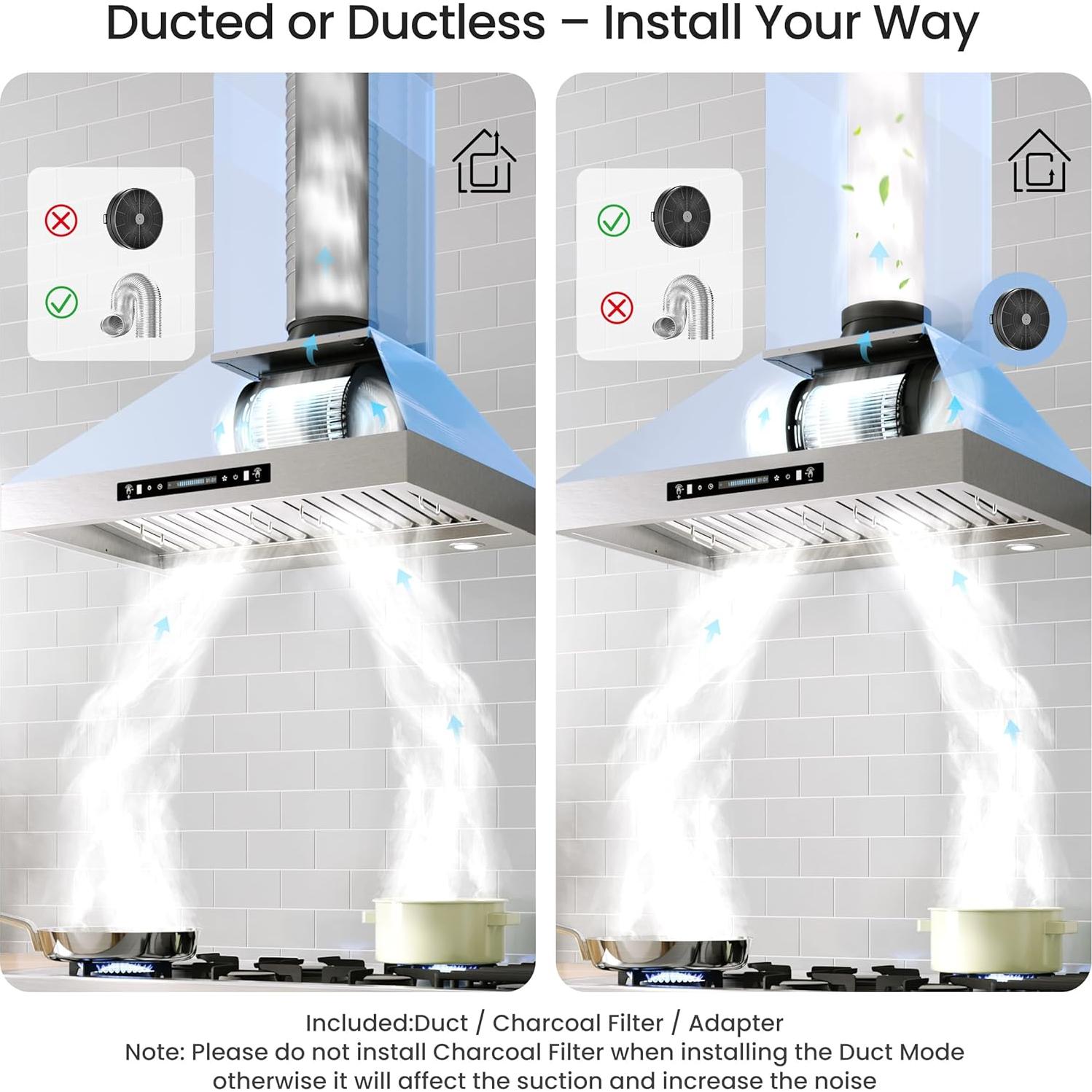 Campana de Cocina IKTCH 75 cm Acero Inoxidable 390 CFM