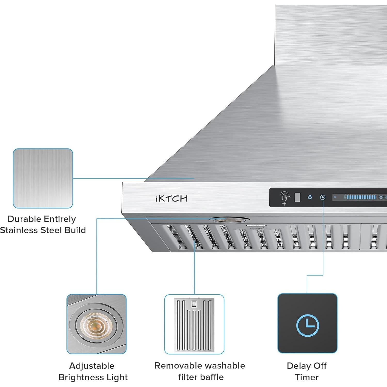Campana de Cocina IKTCH 75 cm Acero Inoxidable 390 CFM
