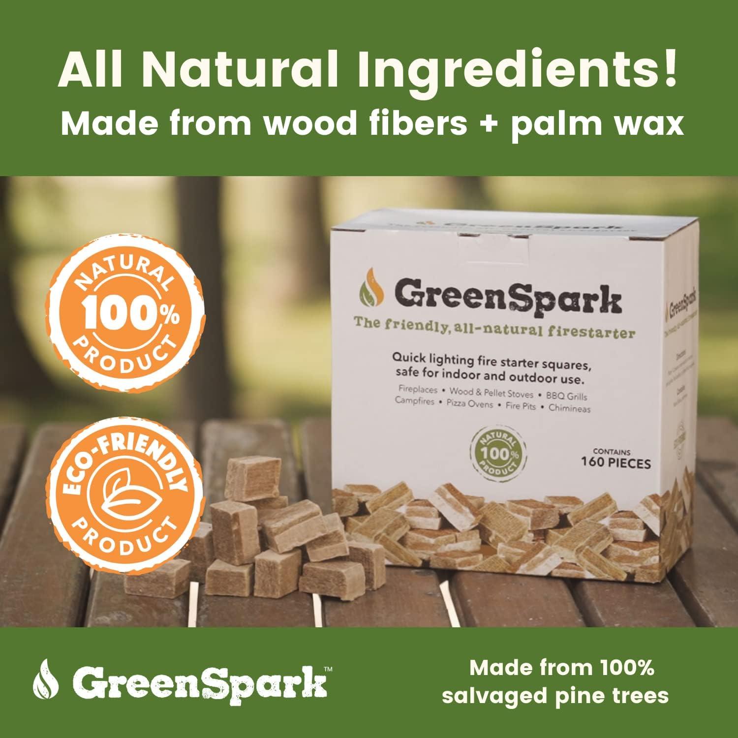 Encendedores de fuego GreenSpark 160 piezas naturales 100% ecológicos