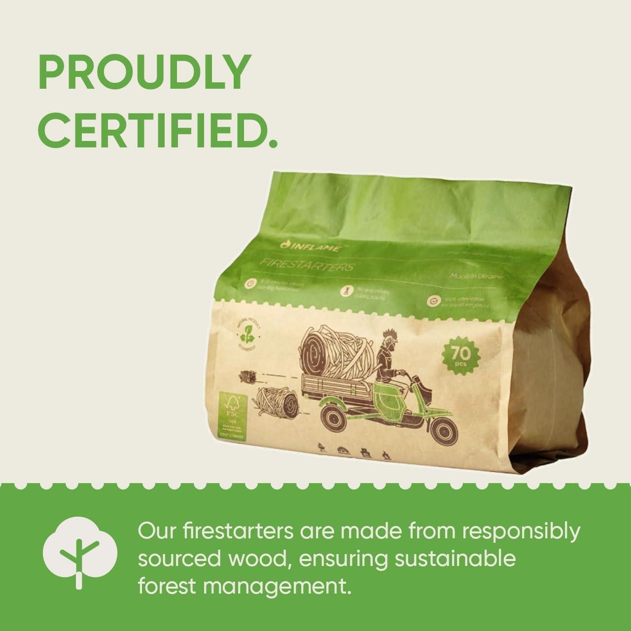 Encendedores Inflame de Fuego 70 pcs - Impermeables y Naturales