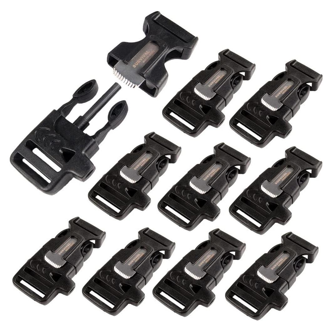 Paquete de 10 Silbatos de Supervivencia CooBigo con Hebilla