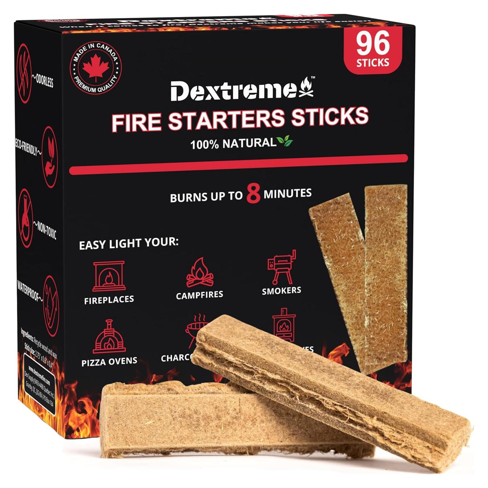 Encendedores de Fuego Naturales Dextreme 96 Pcs - Para BBQ y Camping