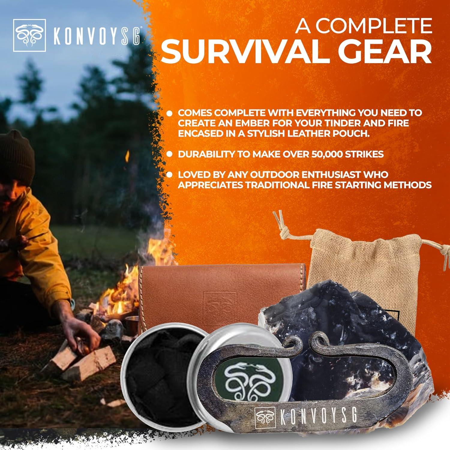 Kit de Encendedor Tradicional KonvoySG con Punzón y Yesca