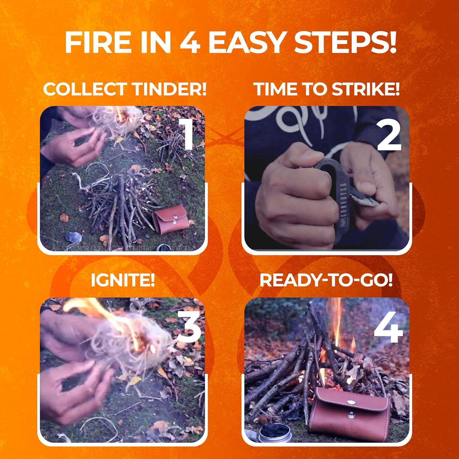 Kit de Encendedor Tradicional KonvoySG con Punzón y Yesca