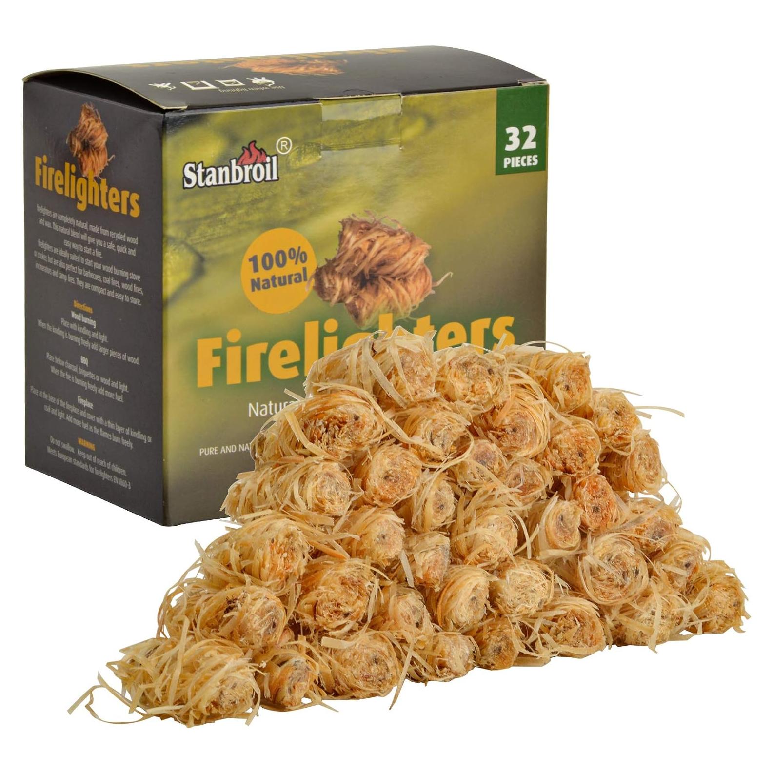 Encendedores de Fuego Stanbroil 32 Piezas Naturales Rápidos