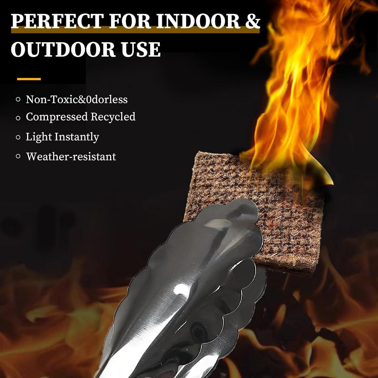 Fire Starter-Pack of 144 Charcoal Fire Starters for Campfires, Chimney, Grill Pit, Fireplace, BBQ & Smoker