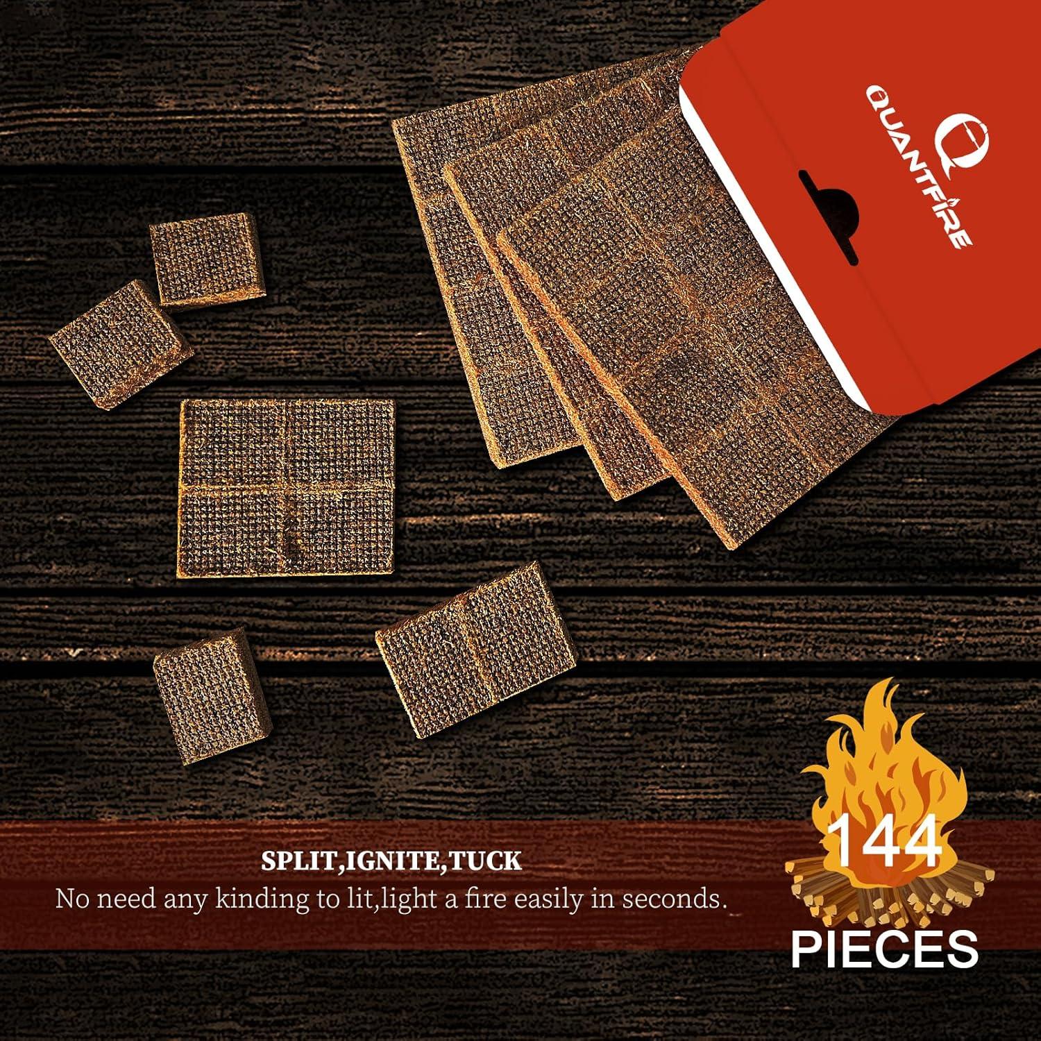 Fire Starter-Pack of 144 Charcoal Fire Starters for Campfires, Chimney, Grill Pit, Fireplace, BBQ & Smoker